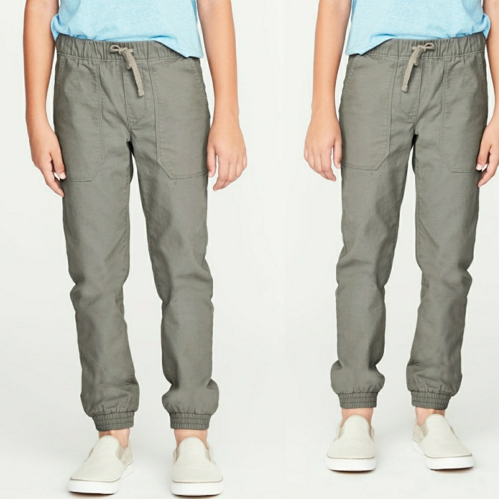 Boys Olive Green Rip Stop Canvas Joggers
